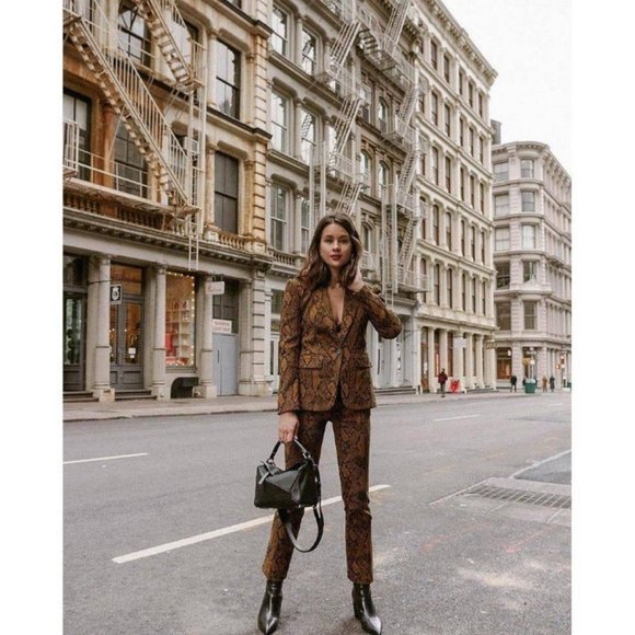 Joie Anilah Blazer Mesa Snakeskin/Python Print Copper Brown Size 0 - Picture 6 of 10